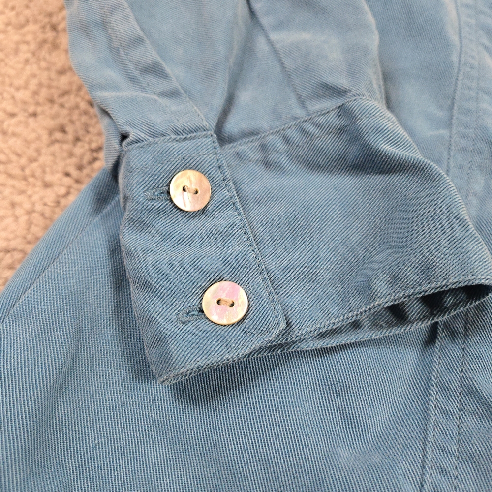 Soft Surroundings Blue Button Up Collared Shirt O… - image 8